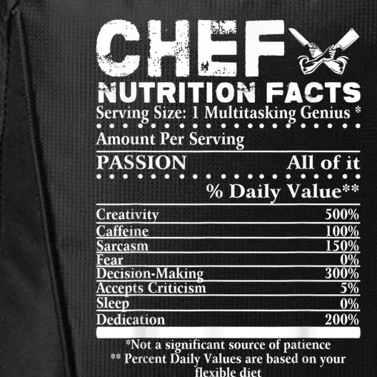 Chef Nutrition Facts Cool Chef Tee Gift For Chefs City Backpack