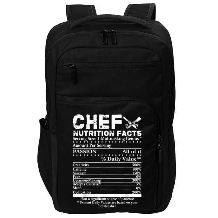 Chef Nutrition Facts Cool Chef Tee Gift For Chefs Impact Tech Backpack