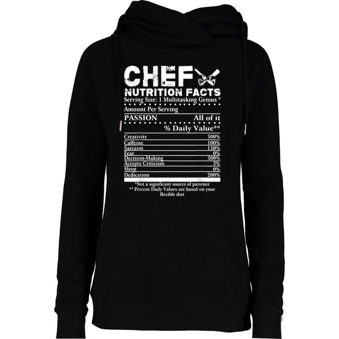 Chef Nutrition Facts Cool Chef Tee Gift For Chefs Womens Funnel Neck Pullover Hood