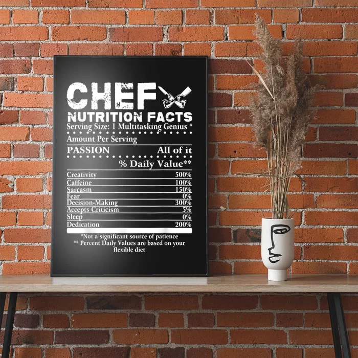 Chef Nutrition Facts Cool Chef Tee Gift For Chefs Poster