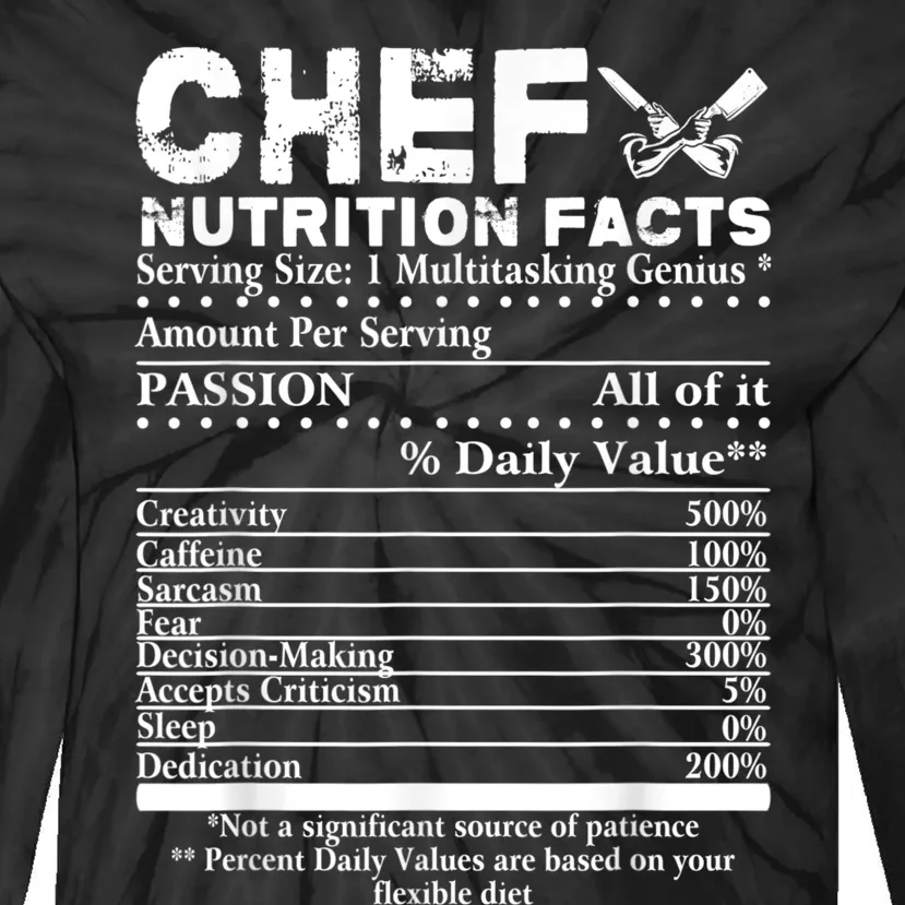 Chef Nutrition Facts Cool Chef Tee Gift For Chefs Tie-Dye Long Sleeve Shirt