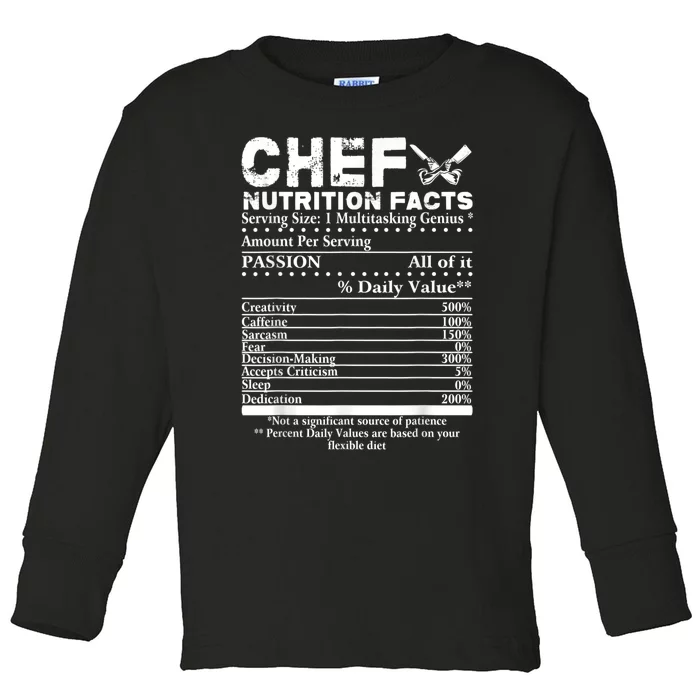 Chef Nutrition Facts Cool Chef Tee Gift For Chefs Toddler Long Sleeve Shirt