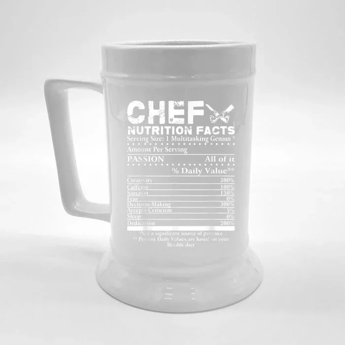 Chef Nutrition Facts Cool Chef Tee Gift For Chefs Front & Back Beer Stein