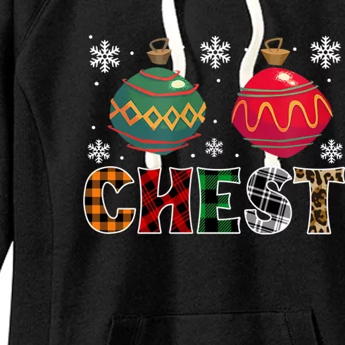 Chest Nuts Funny Matching Chestnuts Christmas Couples Chest Gift Women's Fleece Hoodie