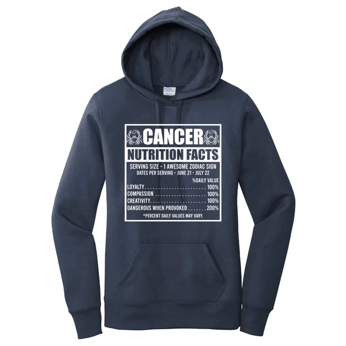 Cancer Nutrition Facts Astrology Zodiac Sign Horoscope Gift Women's Pullover Hoodie