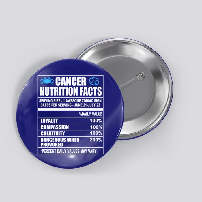 Cancer Nutrition Facts Funny Gift Button