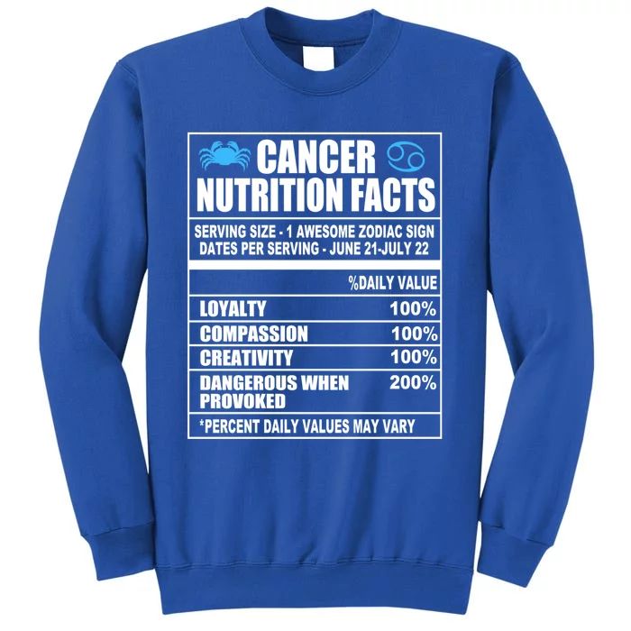 Cancer Nutrition Facts Funny Gift Tall Sweatshirt