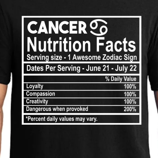 Cancer Nutrition Facts Zodiac Sign Gift Pajama Set