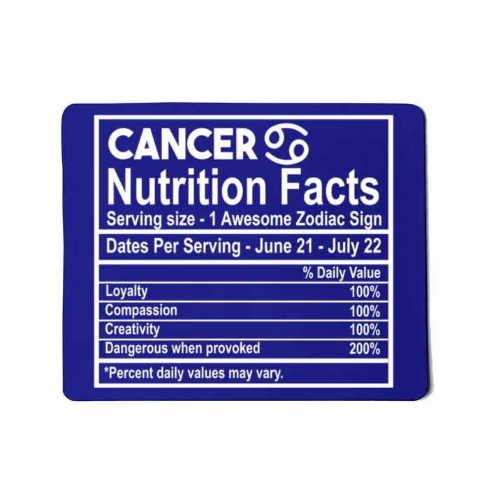 Cancer Nutrition Facts Zodiac Sign Gift Mousepad