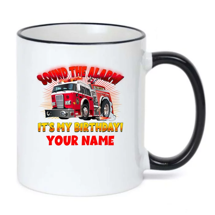 Custom Name Funny Sound The Alarm It's My Birthday Firetruck Black Color Changing Mug