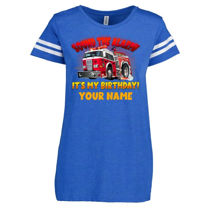 Custom Name Funny Sound The Alarm It's My Birthday Firetruck Enza Ladies Jersey Football T-Shirt