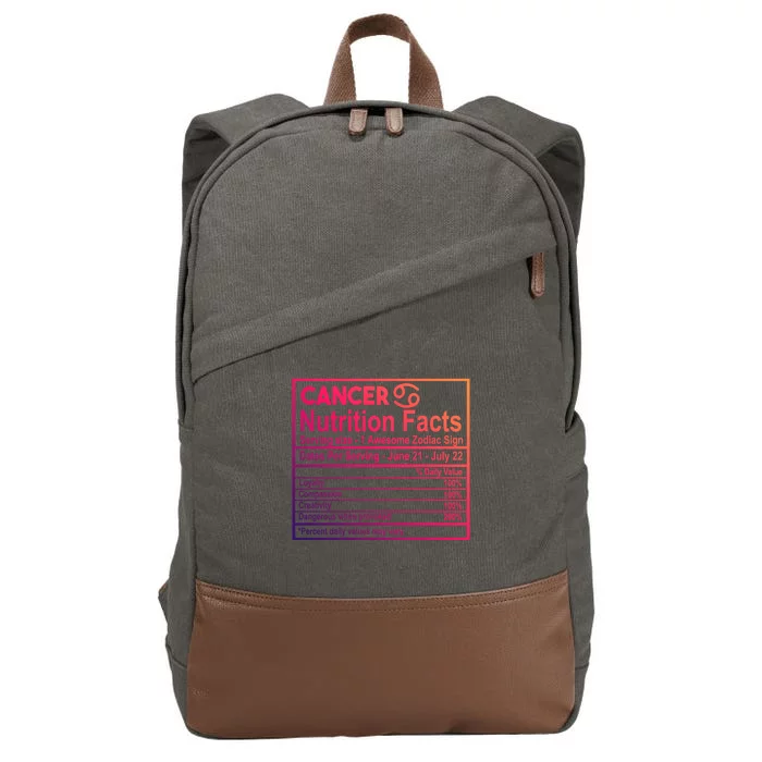 Cancer Nutrition Facts Zodiac Sign Gift Cotton Canvas Backpack