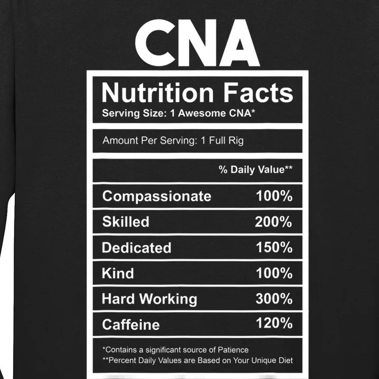 CNA Nutrition Facts Certified Nursing Assistant Long Sleeve Shirt