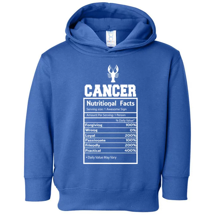 Cancer Nutritional Facts Horoscope Zodiac Astrology Sign Gift Toddler Hoodie