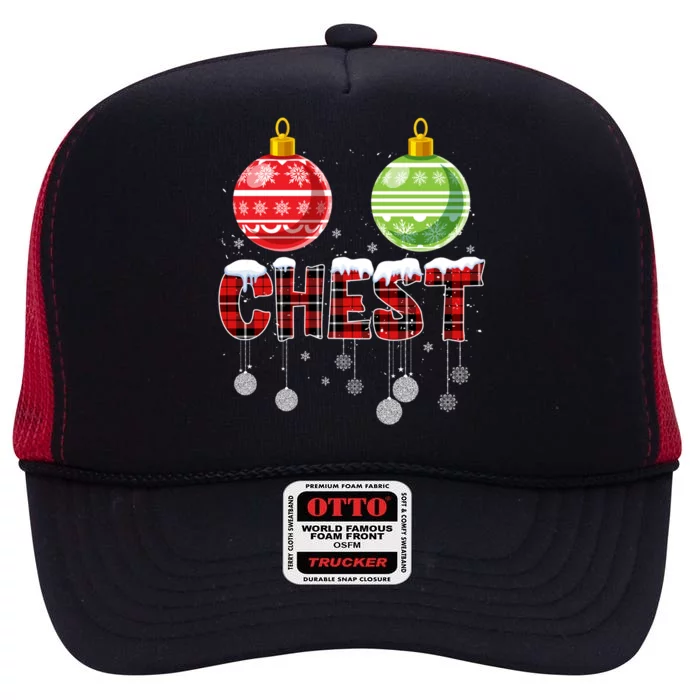 Chest Nuts Funny Matching Chestnuts Christmas Couples Chest Great Gift High Crown Mesh Trucker Hat