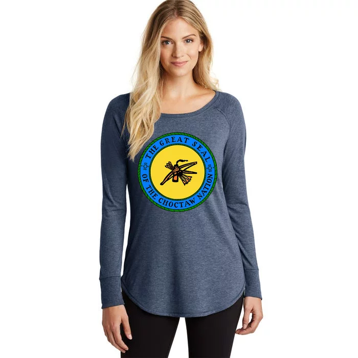 Choctaw Nation Flag Seal Choctaw Women's Perfect Tri Tunic Long Sleeve Shirt