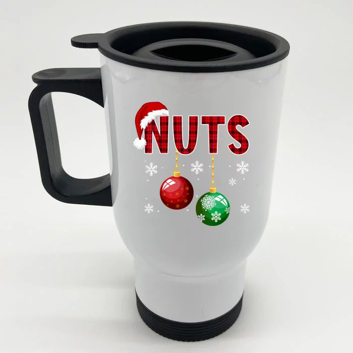 Chest Nuts Funny Matching Chestnuts Christmas Couples Nuts Front & Back Stainless Steel Travel Mug