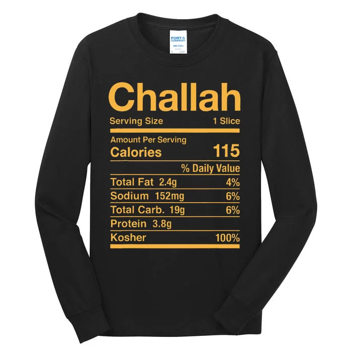 Challah Nutrition Facts Jewish Kosher Food Hanukkah Tall Long Sleeve T-Shirt