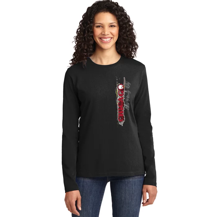 Chicago No Funny Business Clown Front & Back Ladies Long Sleeve Shirt