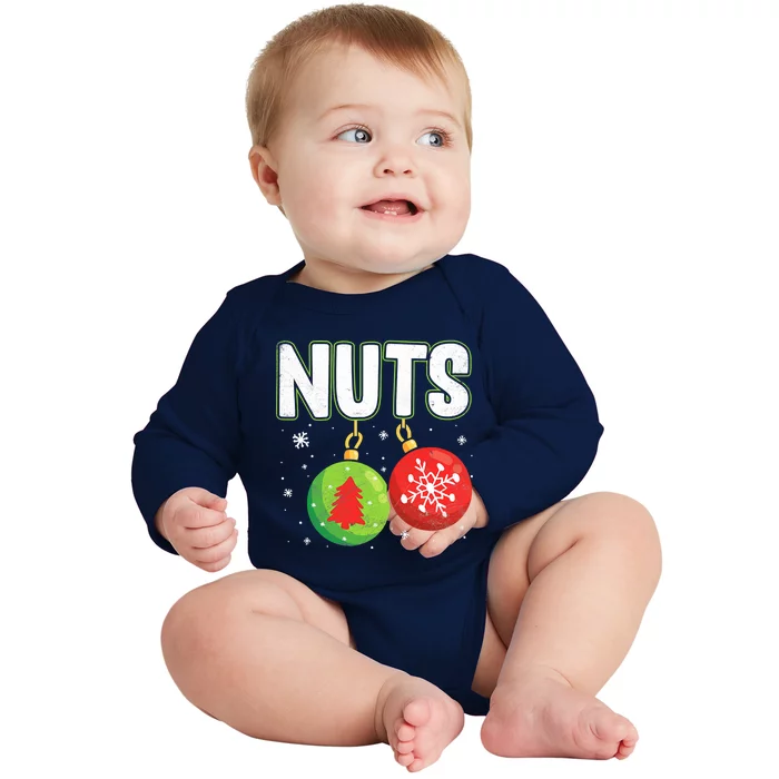 Chest Nuts Funny Matching Chestnuts Christmas Couples Nuts Meaningful Gift Baby Long Sleeve Bodysuit