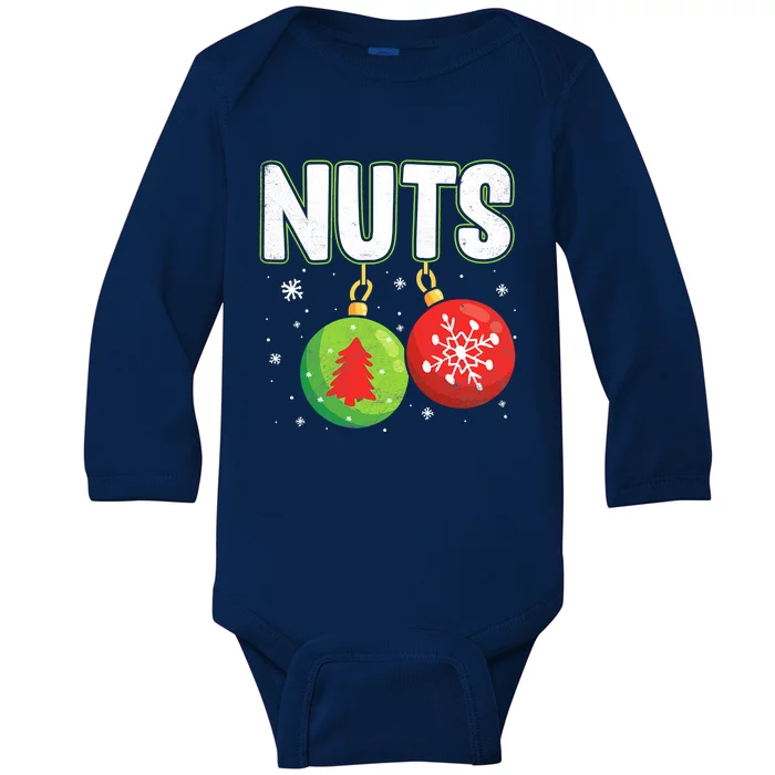 Chest Nuts Funny Matching Chestnuts Christmas Couples Nuts Meaningful Gift Baby Long Sleeve Bodysuit