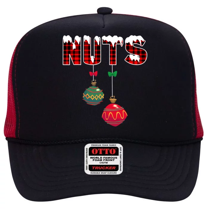 Chest Nuts Funny Matching Chestnuts Christmas Couples Nuts Cool Gift High Crown Mesh Trucker Hat