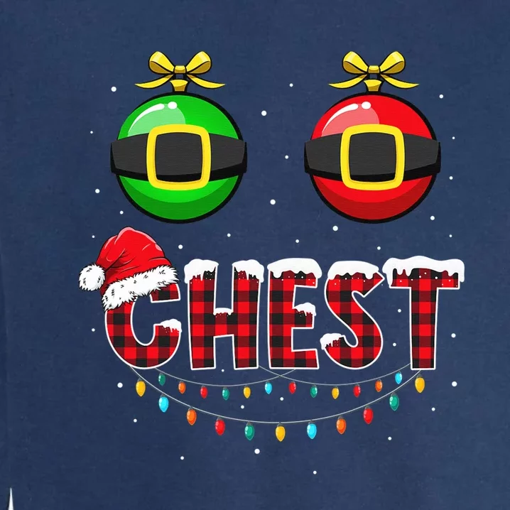 Chest Nuts Funny Matching Chestnuts Christmas Couples Chest Garment-Dyed Sweatshirt