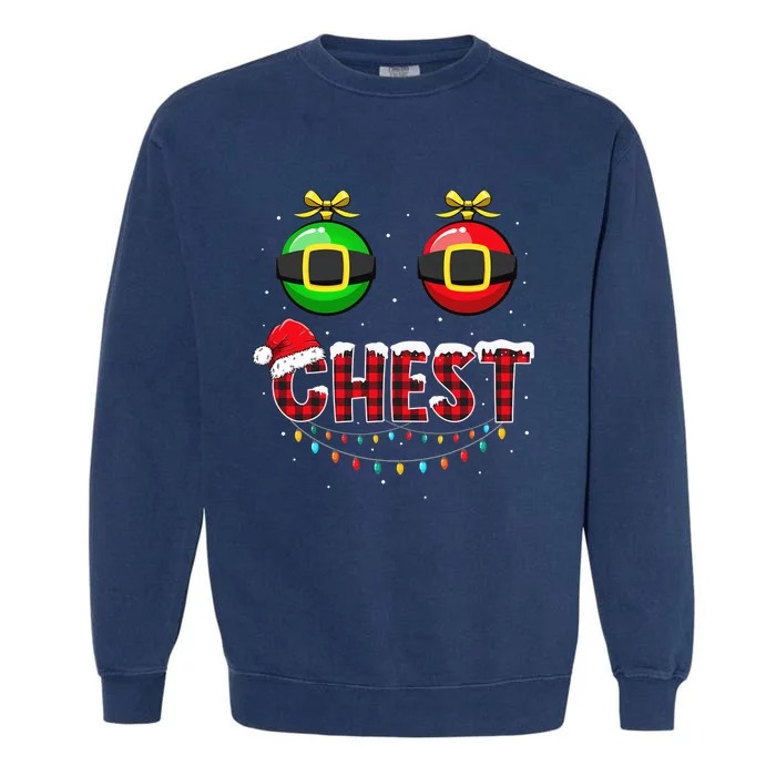 Chest Nuts Funny Matching Chestnuts Christmas Couples Chest Garment-Dyed Sweatshirt