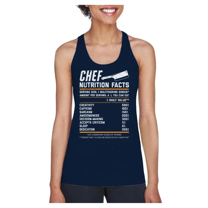 Chef Nutrition Facts Funny Cook Men Women Vintage Cooking Women's Racerback Tank