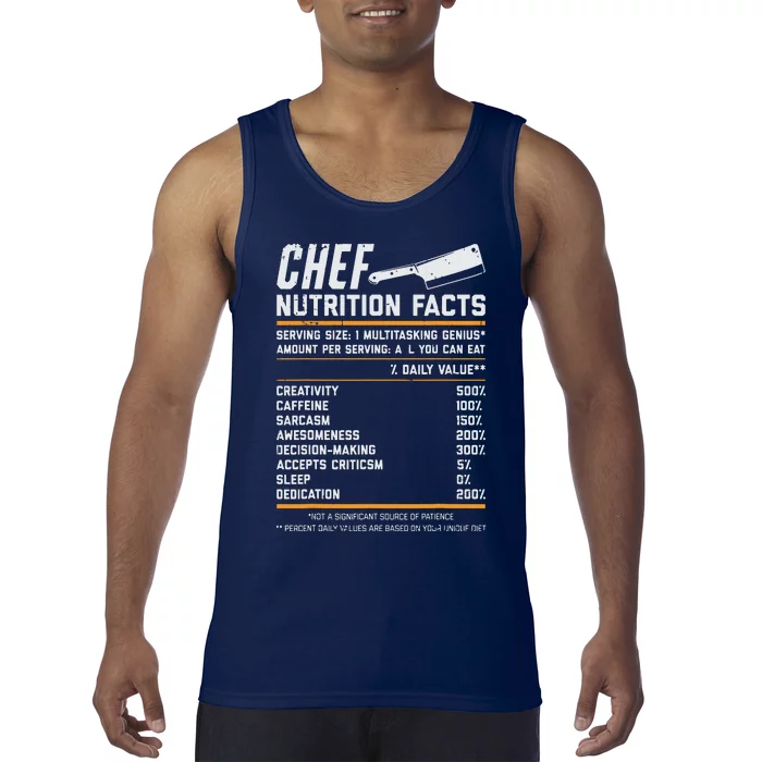 Chef Nutrition Facts Funny Cook Men Women Vintage Cooking Tank Top