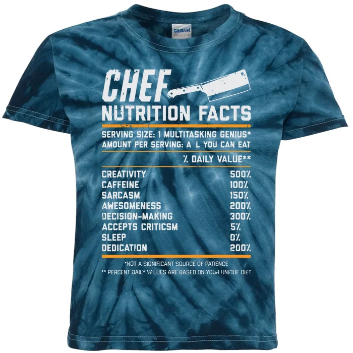 Chef Nutrition Facts Funny Cook Men Women Vintage Cooking Kids Tie-Dye T-Shirt