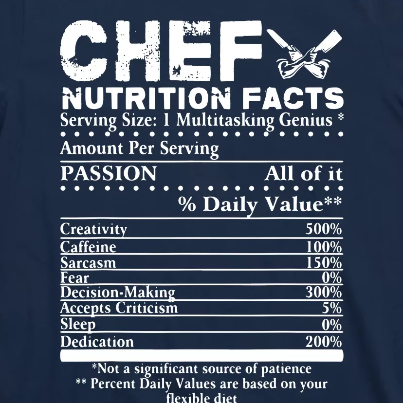 Chef Nutrition Facts Cool Chef Tee Gift For Chefs T-Shirt