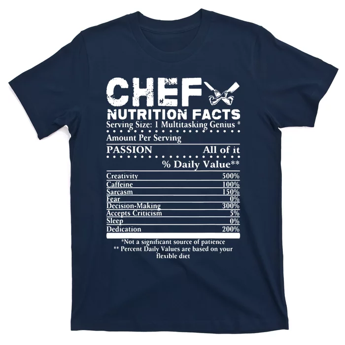 Chef Nutrition Facts Cool Chef Tee Gift For Chefs T-Shirt