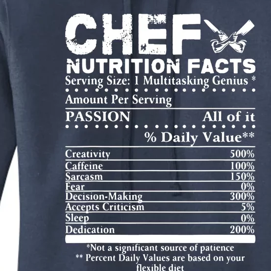 Chef Nutrition Facts Cool Chef Tee Gift For Chefs Women's Pullover Hoodie