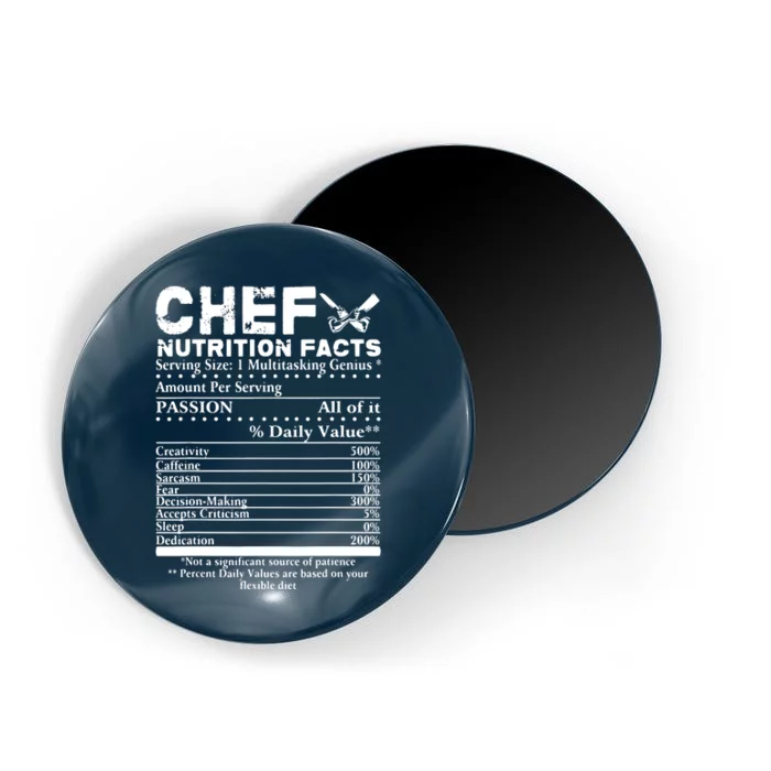 Chef Nutrition Facts Cool Chef Tee Gift For Chefs Magnet