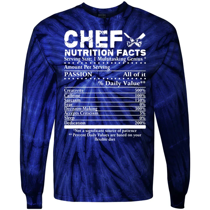 Chef Nutrition Facts Cool Chef Tee Gift For Chefs Tie-Dye Long Sleeve Shirt