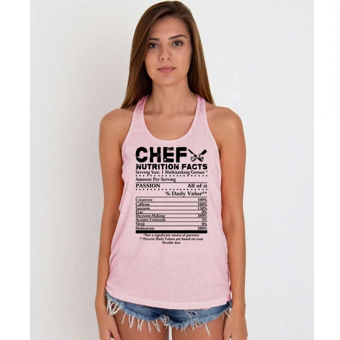 Chef Nutrition Facts Cool Chef Tee Gift For Chefs Women's Knotted Racerback Tank