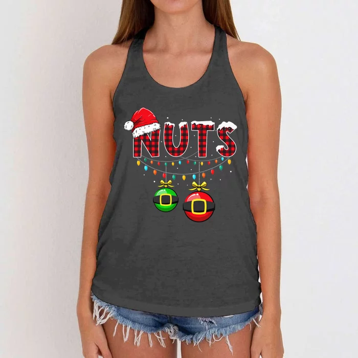 Chest Nuts Funny Matching Chestnuts Christmas Couples Nuts Women's Knotted Racerback Tank