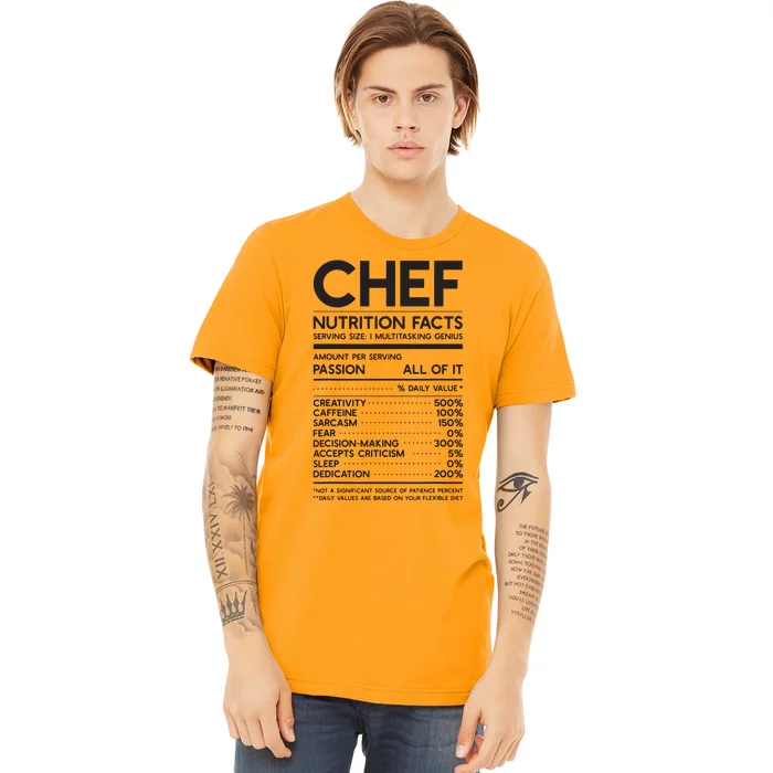 Chef Nutrition Facts Funny Cook Men Women Vintage Cooking Premium T-Shirt