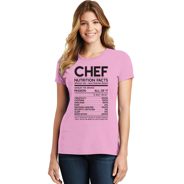 Chef Nutrition Facts Funny Cook Men Women Vintage Cooking Women's T-Shirt