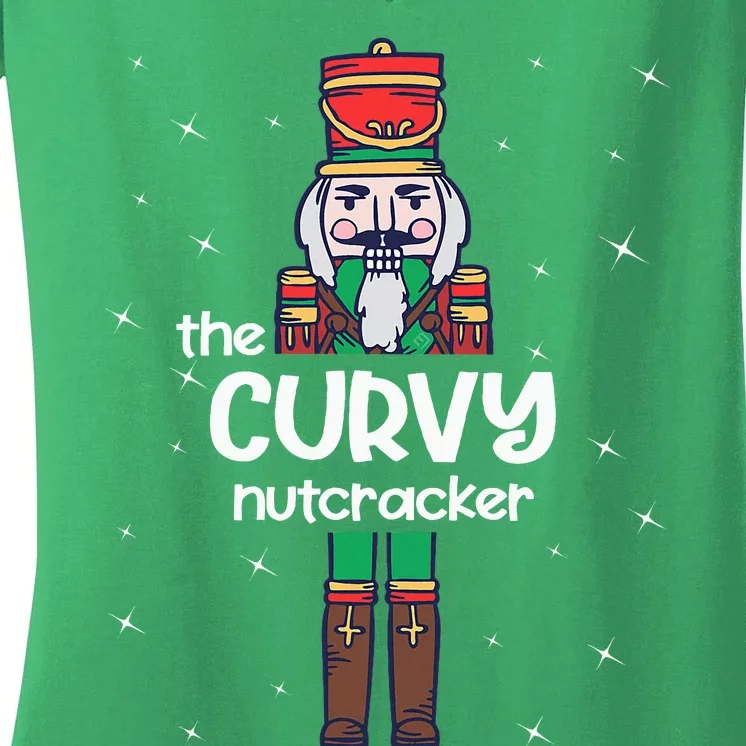 Curvy Nutcracker Family Matching Funny Pajama Women's V-Neck T-Shirt