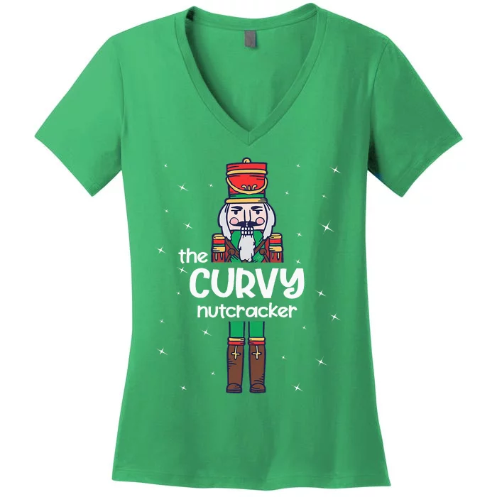 Curvy Nutcracker Family Matching Funny Pajama Women's V-Neck T-Shirt