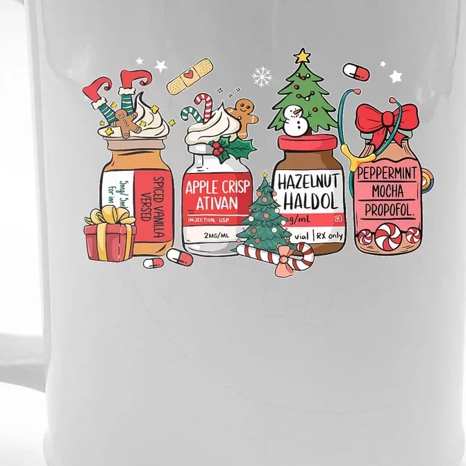 Christmas Nurse Funny Peppermint Mocha Propofol Er Ed Icu Rn Front & Back Beer Stein