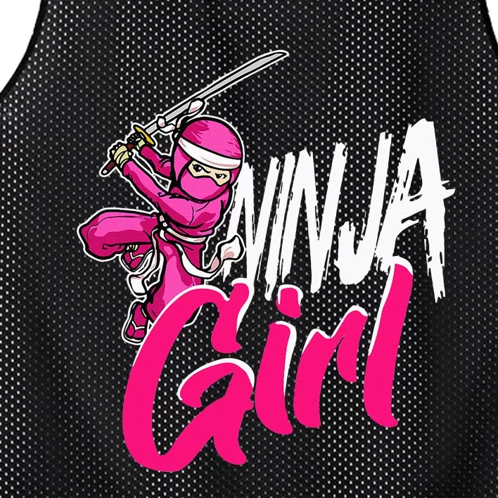 Cute Ninja Fighter Costume Pink Ninja Mesh Reversible Basketball Jersey Tank