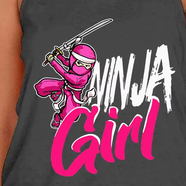 Cute Ninja Fighter Costume Pink Ninja Women's Knotted Racerback Tank