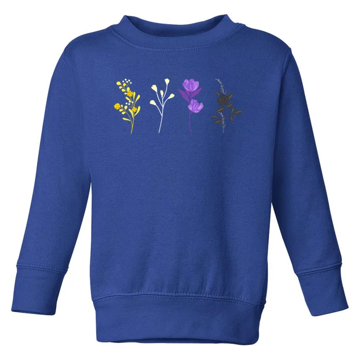 Cute Nonbinary Flowers Lgbtq Pride Floral Lgbt Nonbinary Cute Gift Toddler Sweatshirt