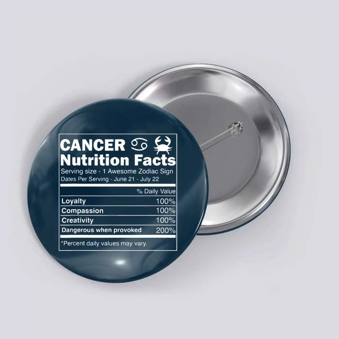 Cancer Nutrition Facts Astrology Zodiac Sign Horoscope Button