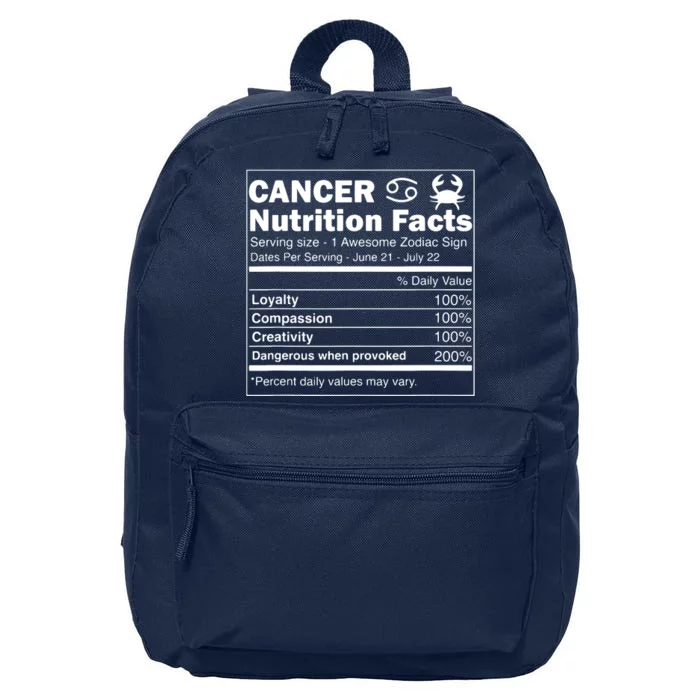 Cancer Nutrition Facts Astrology Zodiac Sign Horoscope 16 in Basic Backpack