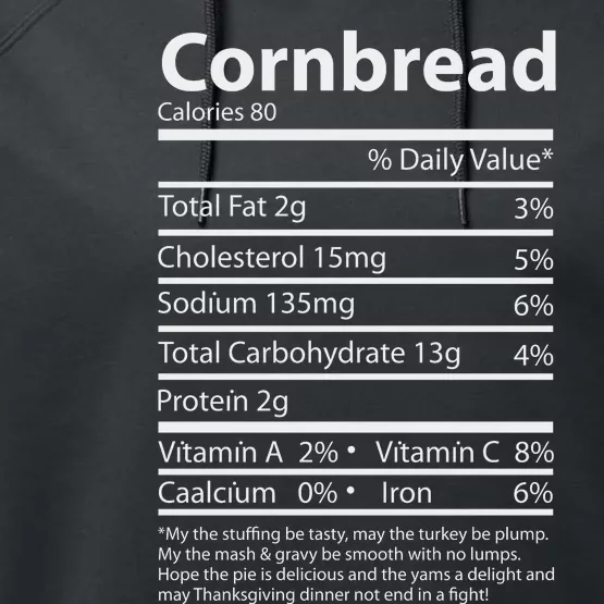 Cornbread Nutrition Facts Funny Thanksgiving Food Performance Fleece Hoodie