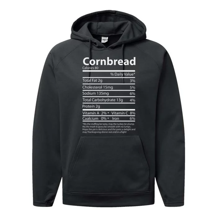 Cornbread Nutrition Facts Funny Thanksgiving Food Performance Fleece Hoodie